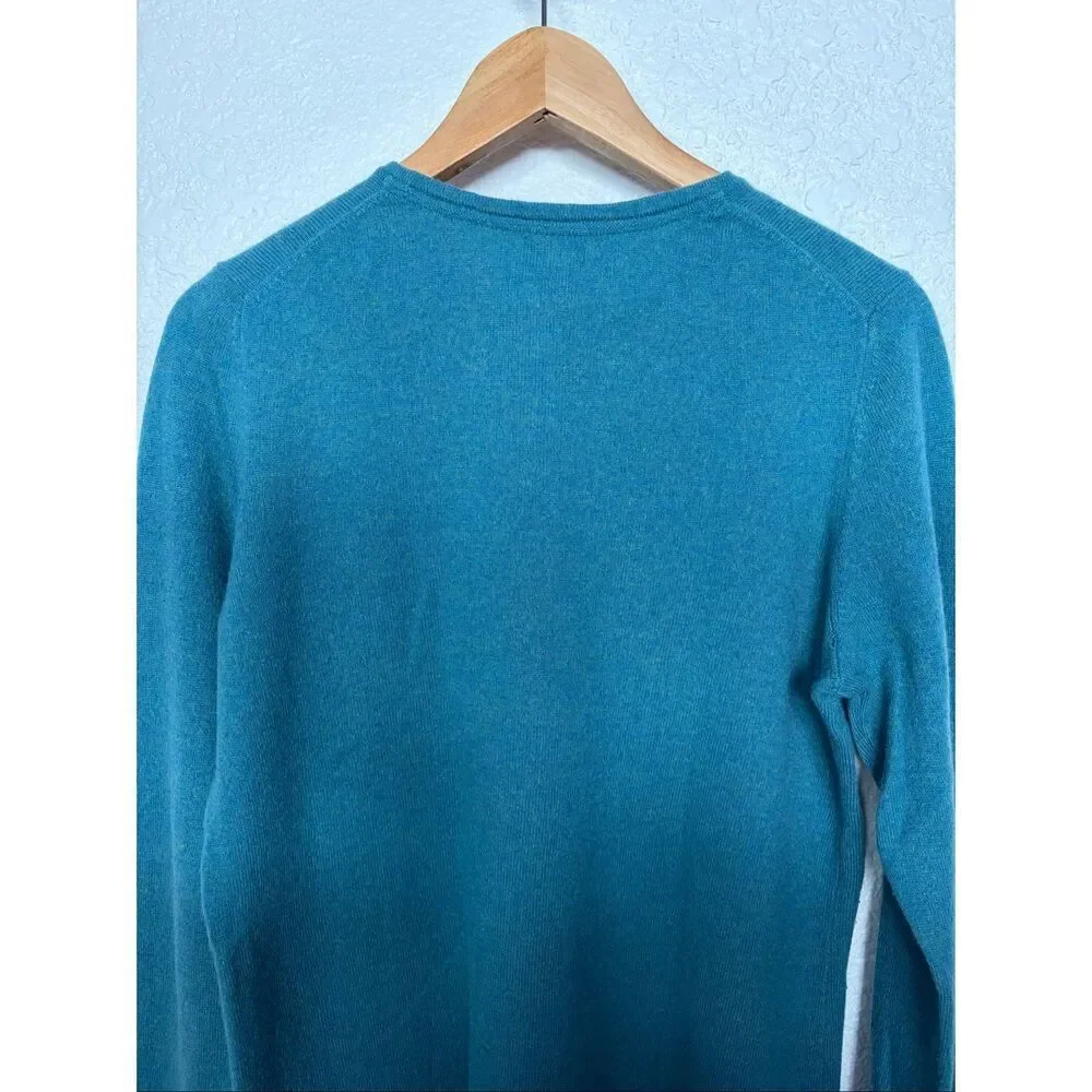 L.L. Bean Women's Classic Cashmere Crewneck Sweater Storm Teal Size L